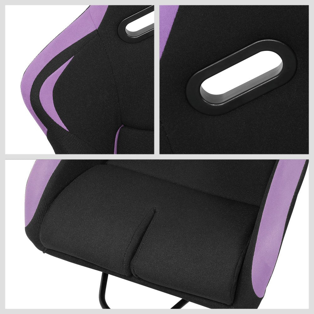 J2 J2-RS-001-PP Fixed Bucket Racing Seat w/Slider Black/Purple J2-RS-001-PP