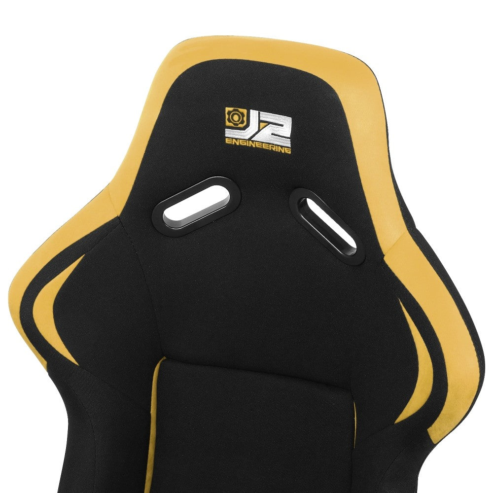 J2 J2-RS-001-YE Fixed Bucket Racing Seat w/Slider Black/Yellow J2-RS-001-YE