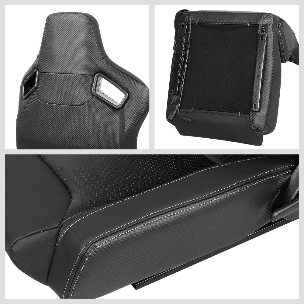 J2 J2-RS-002-BK Reclineable Racing Seat w/Slider Black J2-RS-002-BK