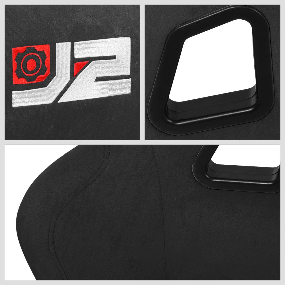 J2 J2-RS-004-BK Large Fixed Position Bucket Racing Seat w/Slider Black J2-RS-004-BK