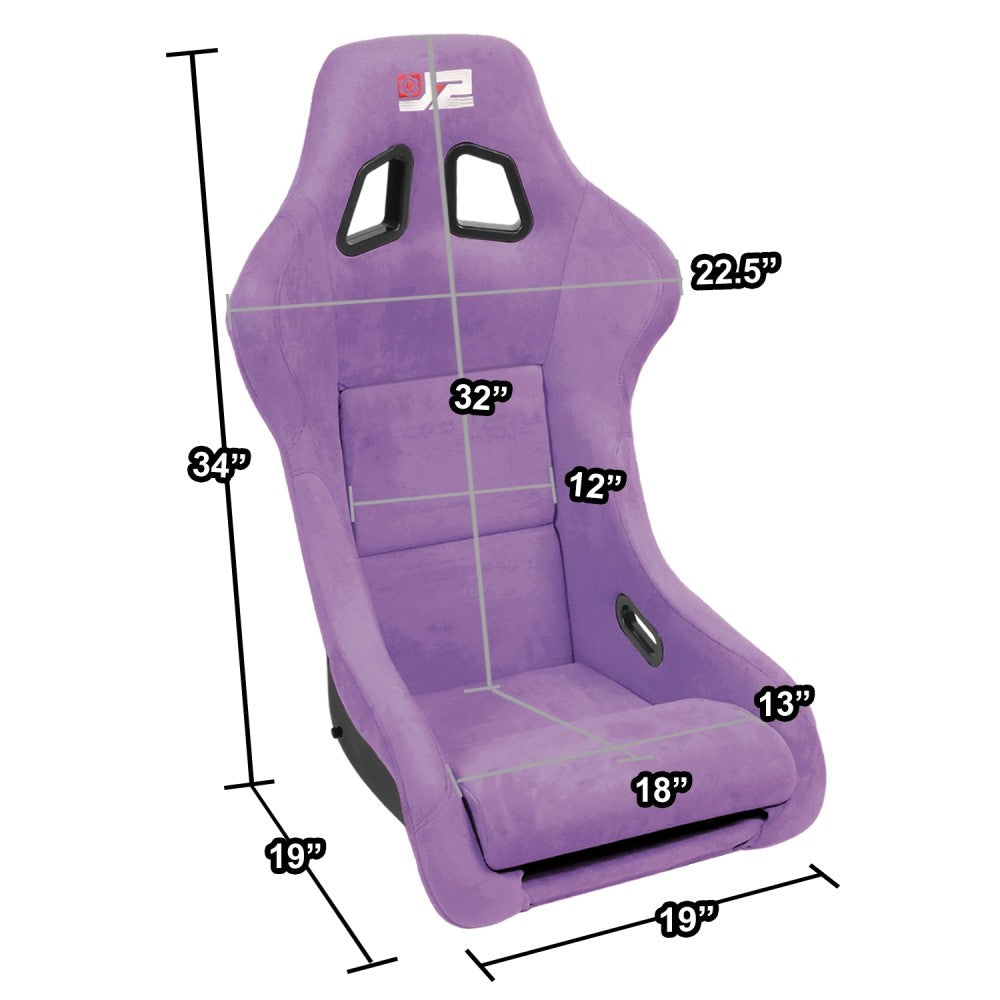J2 J2-RS-005-PP Medium Fixed Bucket Racing Seat w/Slider Purple J2-RS-005-PP