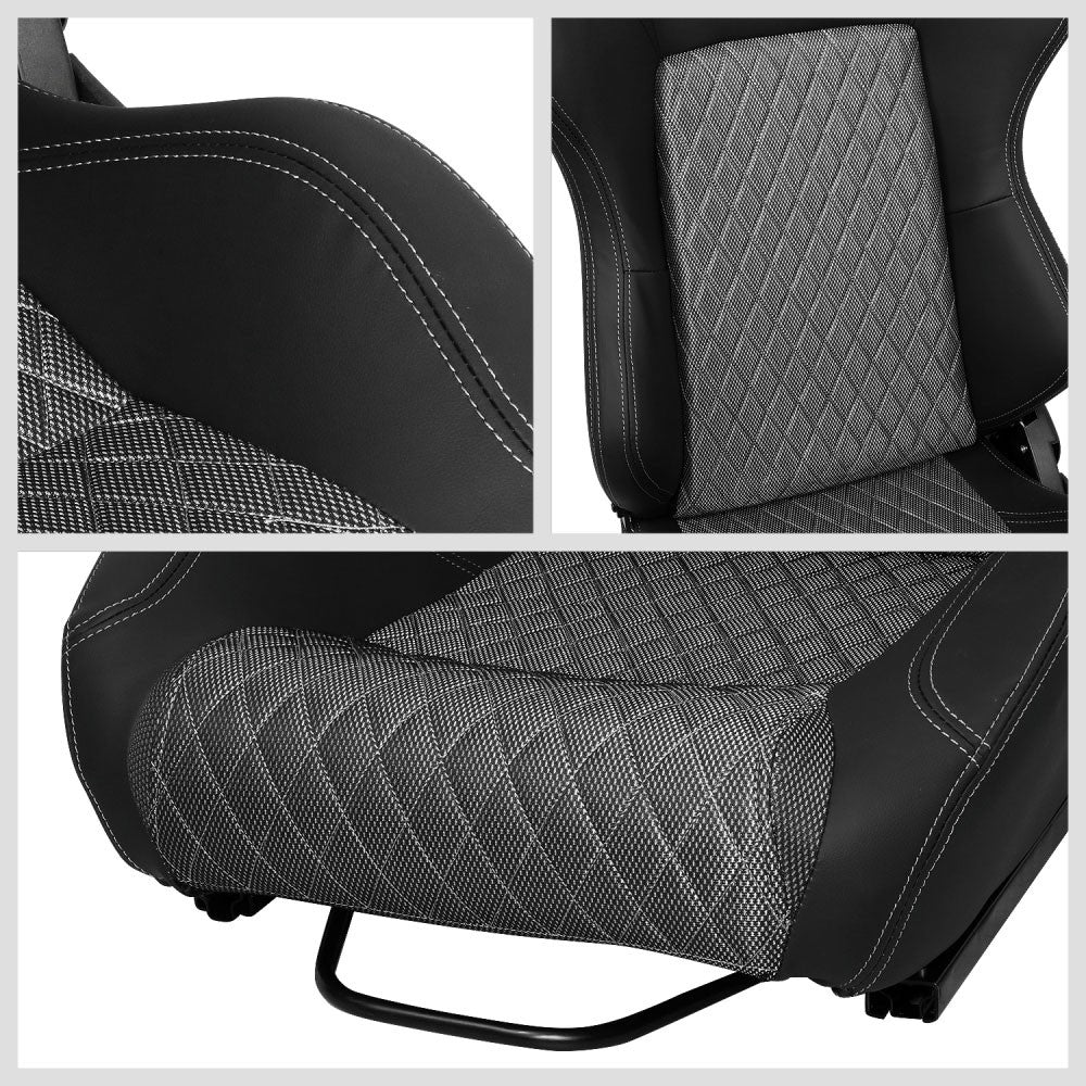 J2 J2-RS-006-GY Reclineable Racing Seat w/Slider Black/Grey J2-RS-006-GY