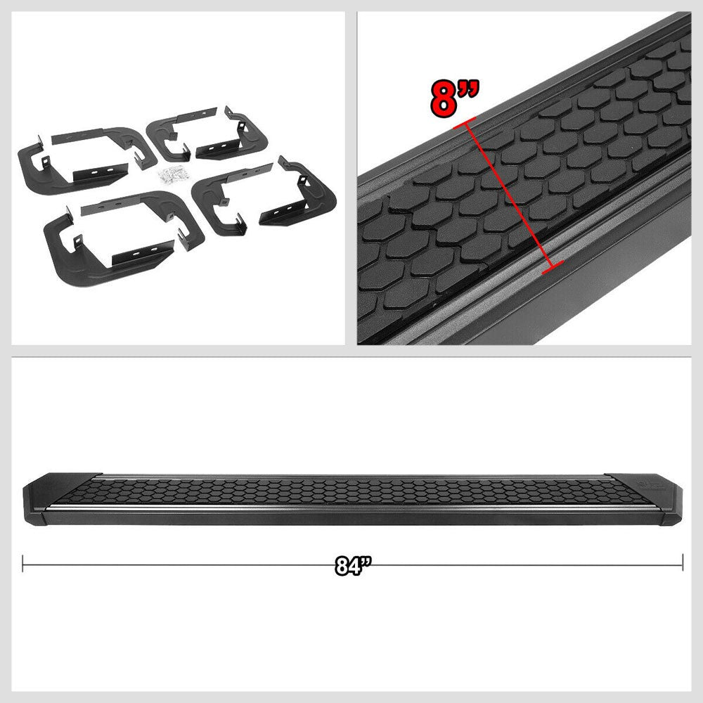 Black J2 Honeycomb Pad Running Board Nerf Bar 07-18 Silverado 1500 Crew Cab J2-STEPB-ZTL-8252-SSBK