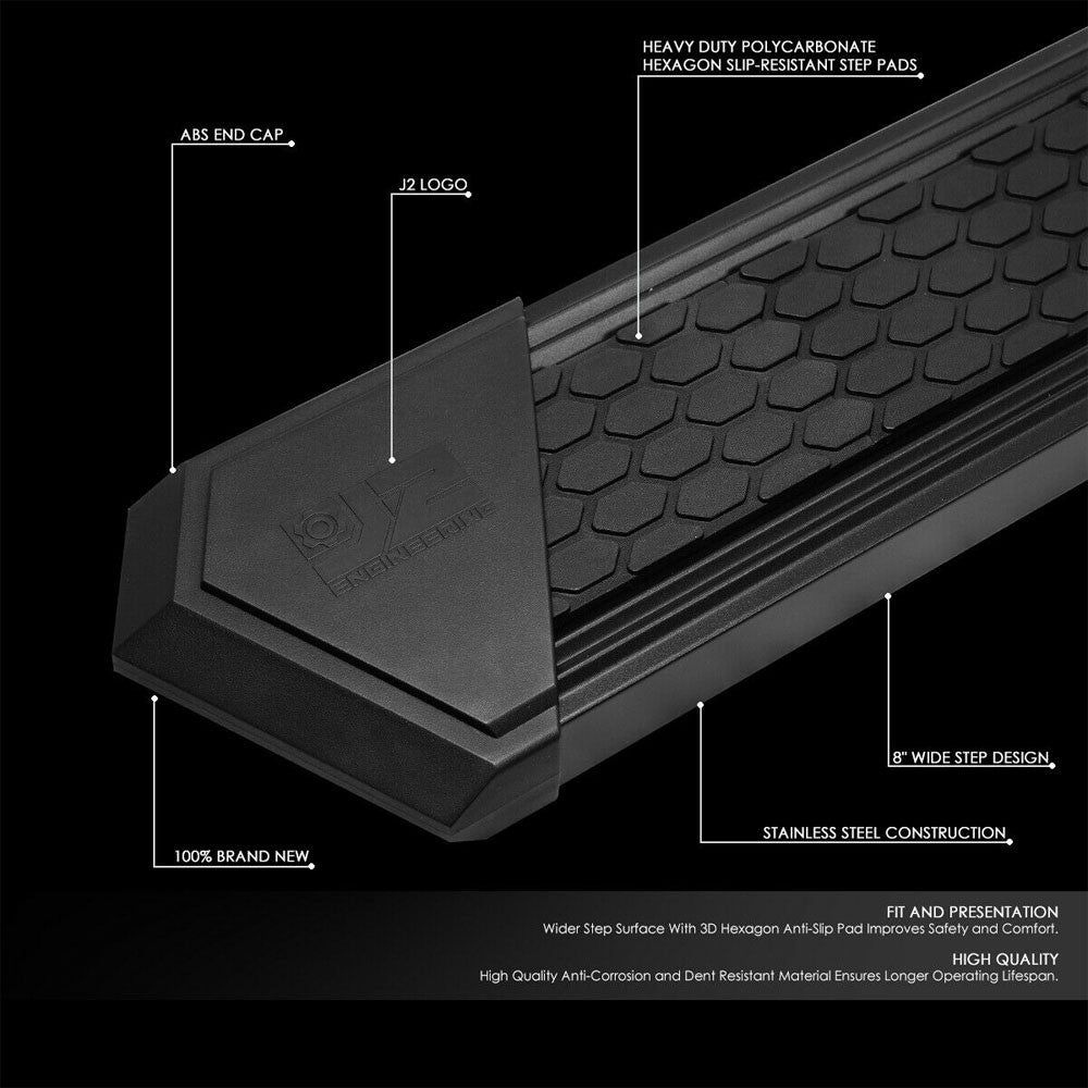 Black J2 Honeycomb Pad Running Board Nerf Bar 07-18 Sierra 1500 Extended Cab J2-STEPB-ZTL-8253-SSBK