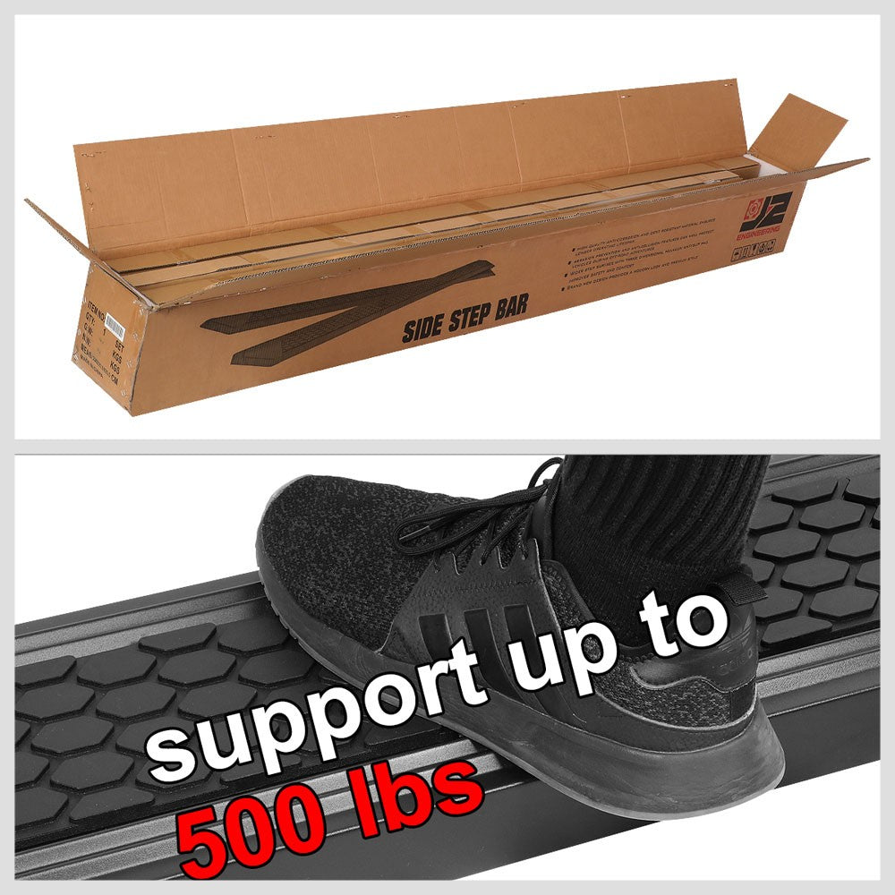 Black J2 Honeycomb Pad Running Board Nerf Bar 19+ Silverado/Sierra Crew Cab J2-STEPB-ZTL-8254-SSBK