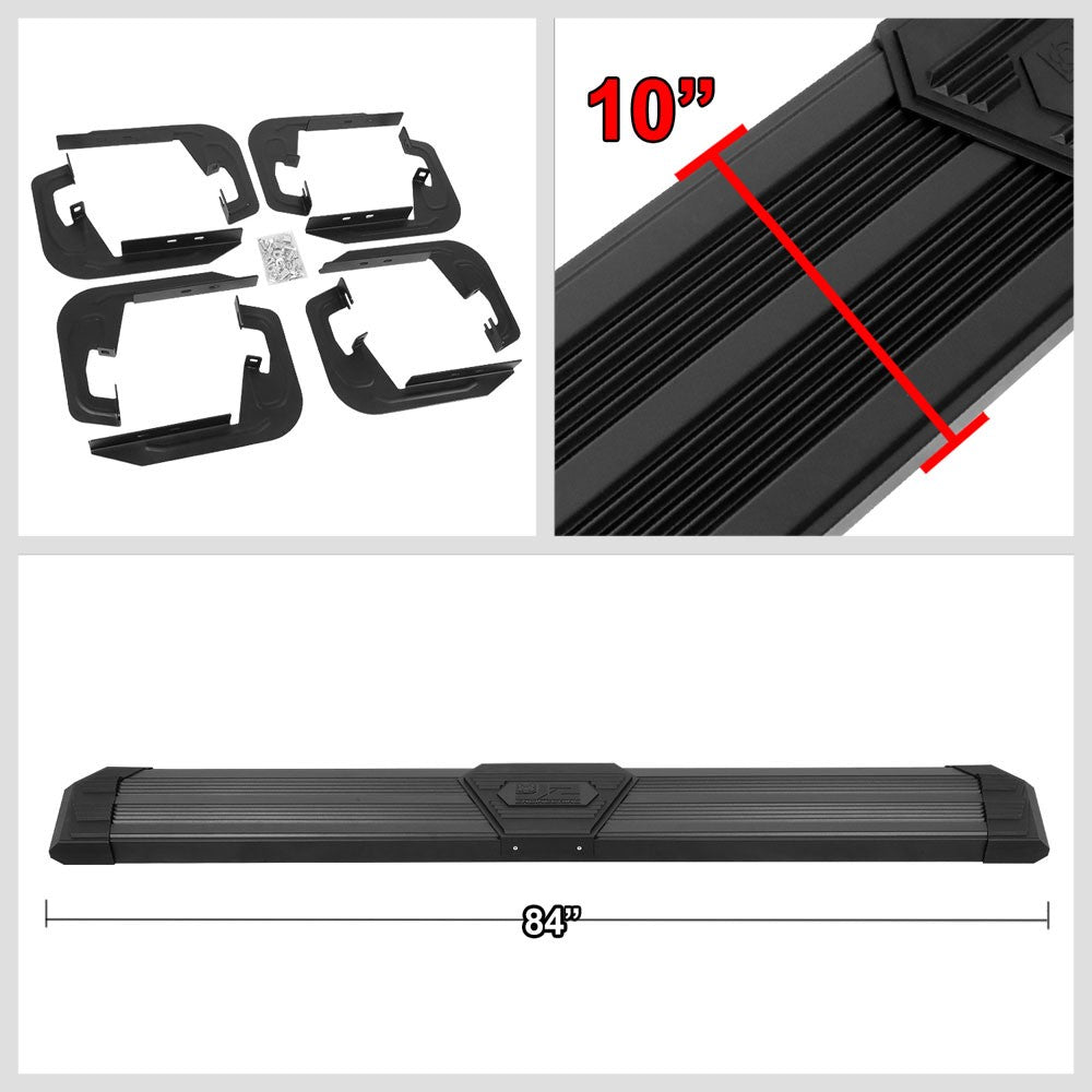 Black J2 Wide Pleated Running Board Nerf Bar 07-18 Silverado 1500 Crew Cab J2-STEPB-ZTL-8259-SSBK