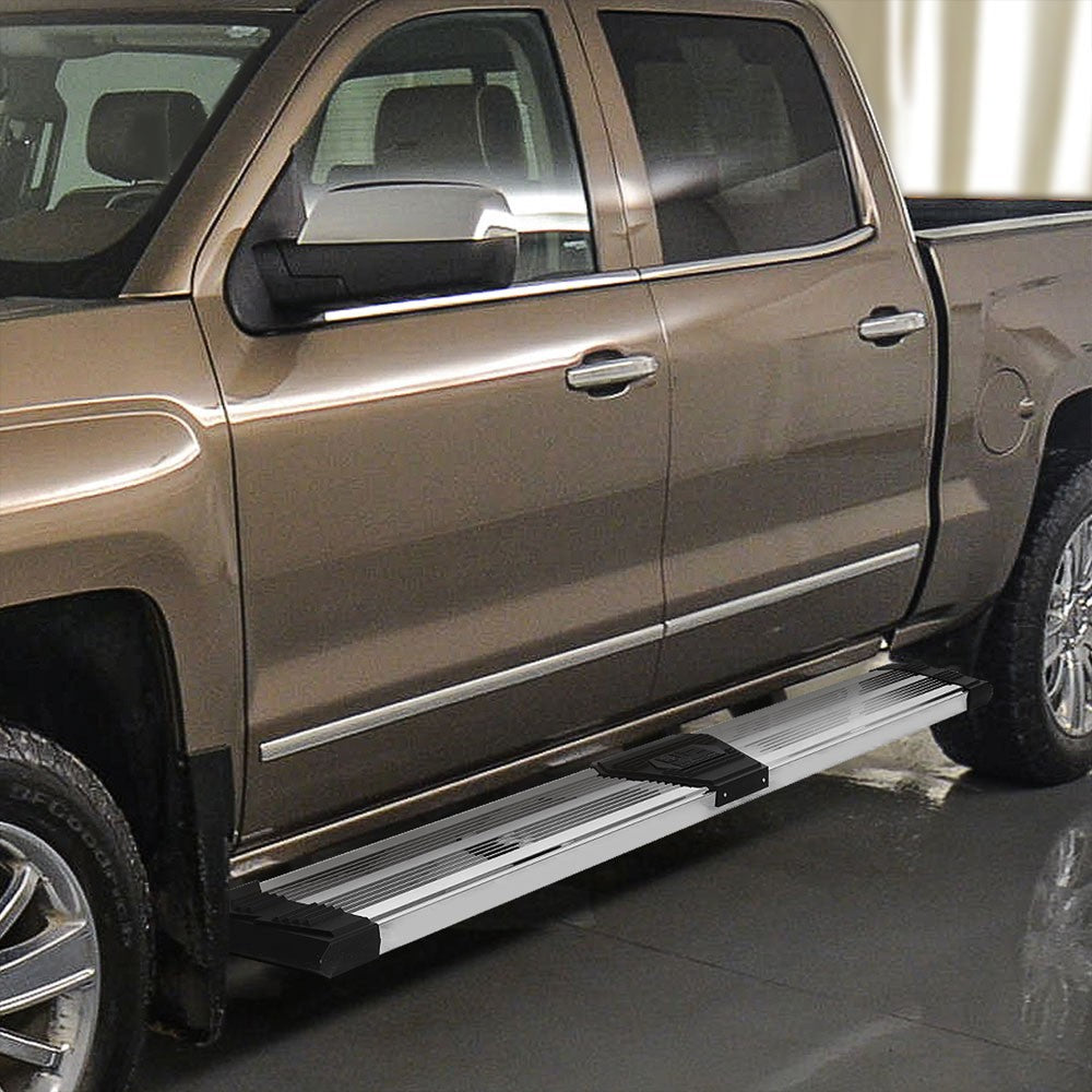 Metal J2 Wide Pleated Running Board Nerf Bar 07-18 Silverado 1500 Crew Cab J2-STEPB-ZTL-8259-SS