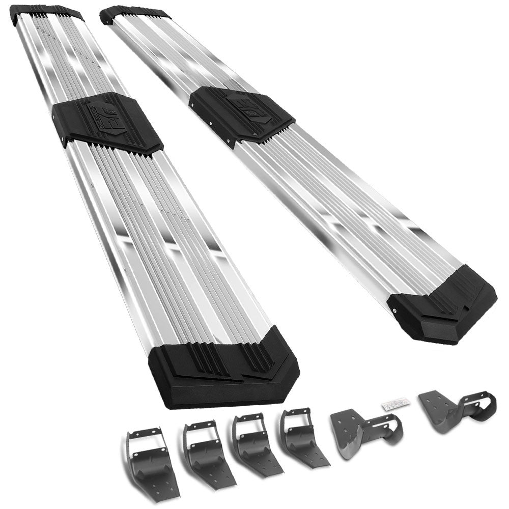 Metal J2 Wide Pleated Running Board Nerf Bar 15+ F-150 P552 P702 Crew Cab J2-STEPB-ZTL-8262-SS