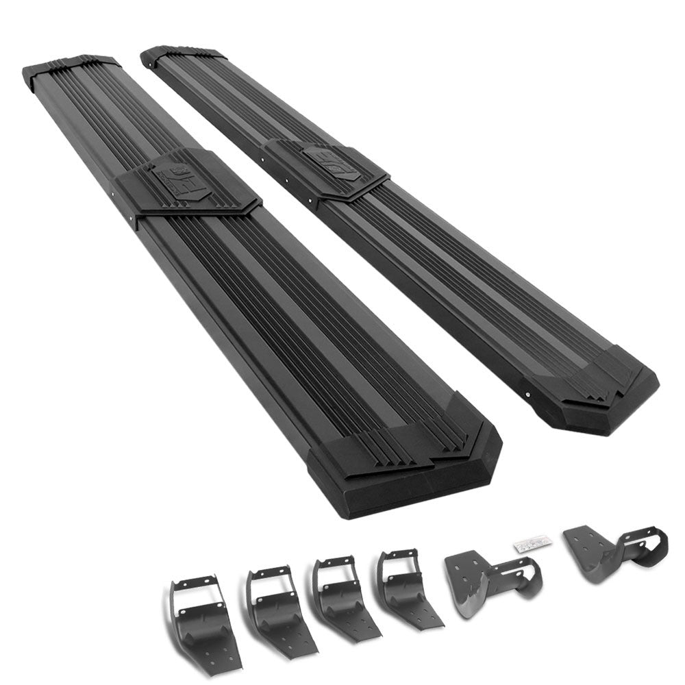 Black J2 Wide Pleated Running Board Nerf Bar 15+ Ford F-150 Extended Cab J2-STEPB-ZTL-8263-SSBK