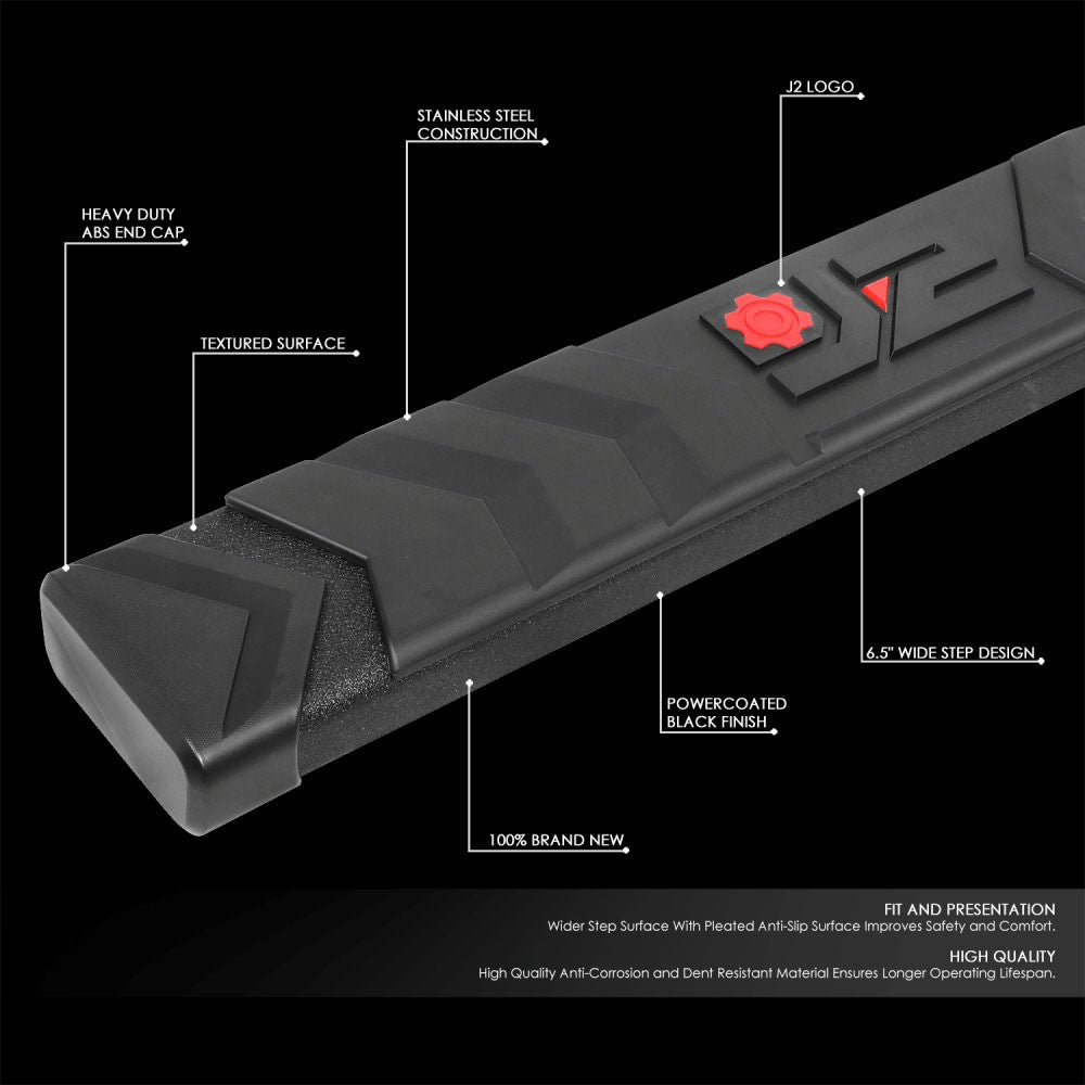 Black J2 Arrow Pattern Running Board Nerf Bar 07-18 Silverado 1500 Crew Cab J2-STEPB-ZTL-8266-BK