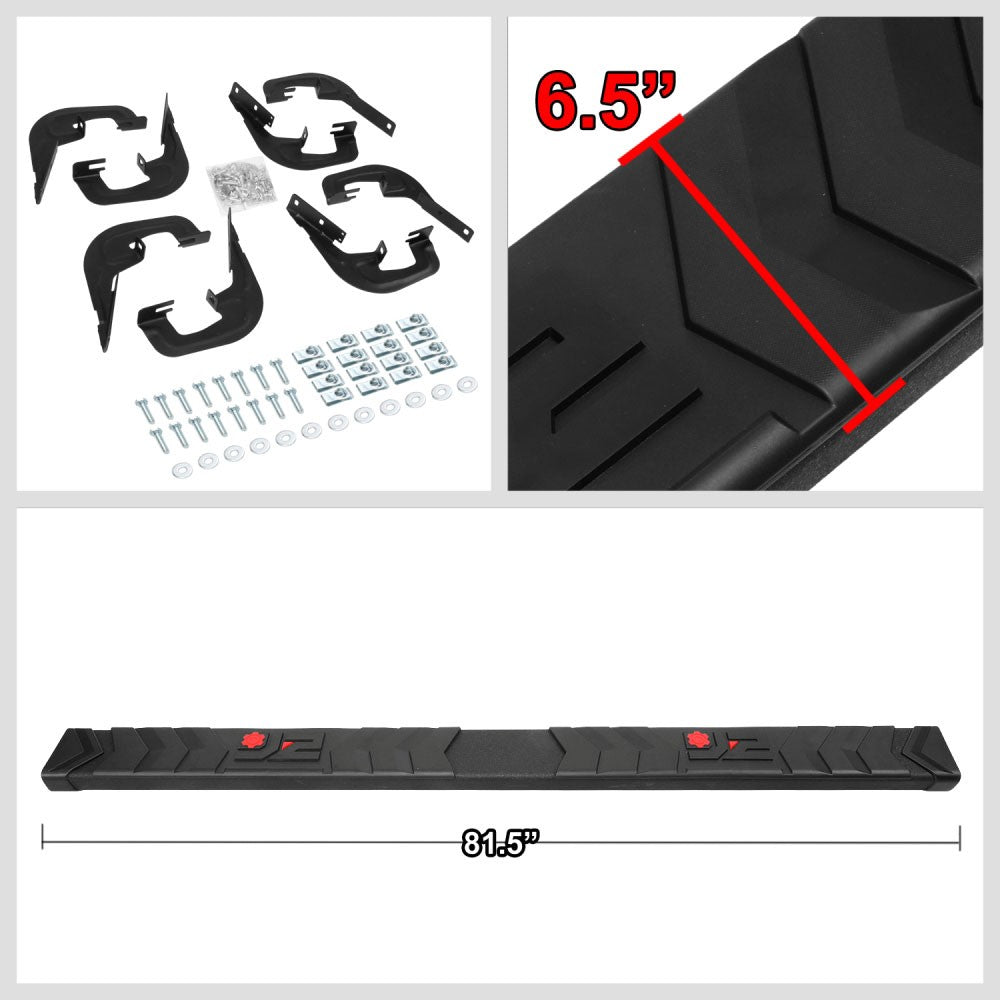Black J2 Arrow Pattern Running Board Nerf Bar 07-18 Silverado 1500 Crew Cab J2-STEPB-ZTL-8266-BK