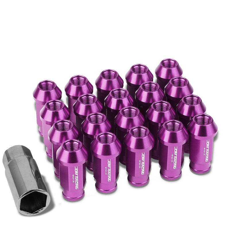 Purple Aluminum M12x1.25 50mm Tall Open Knurl Acorn Tuner 20x Conical Lug Nuts-Accessories-BuildFastCar