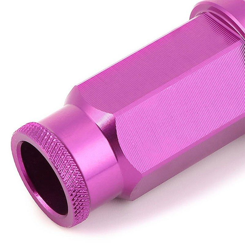 Purple Aluminum M12x1.25 50mm Tall Open Knurl Acorn Tuner 20x Conical Lug Nuts-Accessories-BuildFastCar