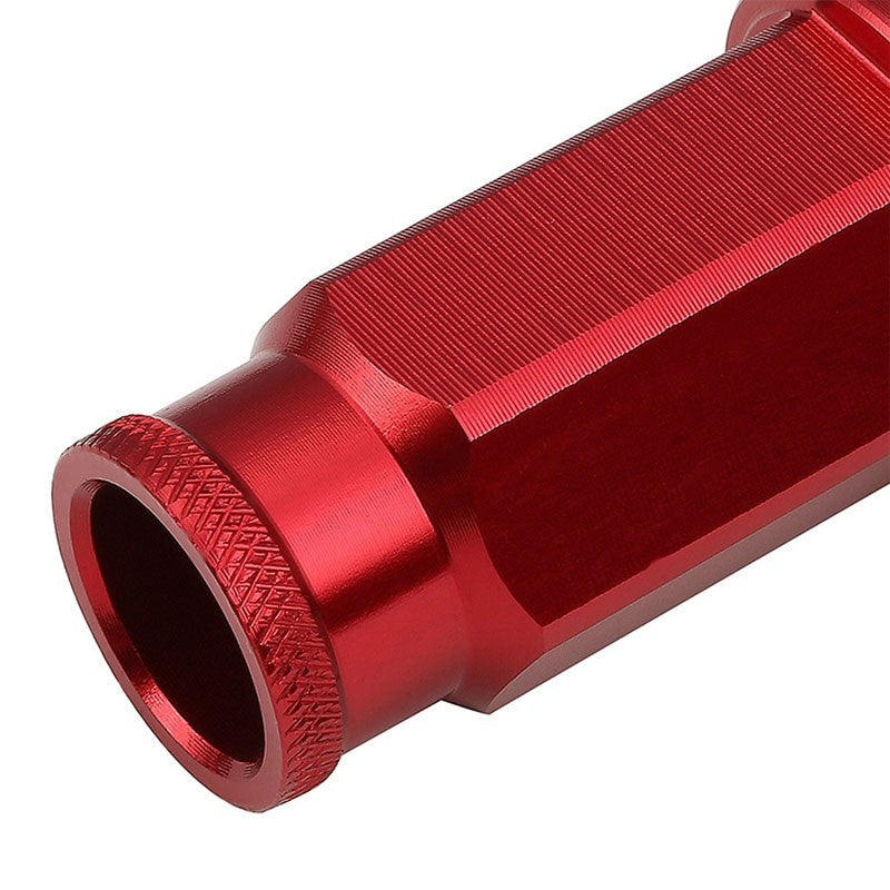 Red Aluminum M12x1.25 50mm Tall Open Knurl End Acorn Tuner 20x Conical Lug Nuts-Accessories-BuildFastCar