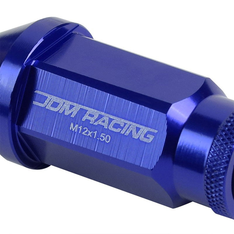 Blue Aluminum M12x1.50 50mm Tall Open Knurl Acorn Tuner 20x Conical Lug Nuts-Accessories-BuildFastCar