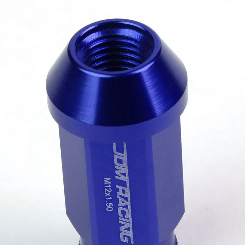 Blue Aluminum M12x1.50 50mm Tall Open Knurl Acorn Tuner 20x Conical Lug Nuts-Accessories-BuildFastCar