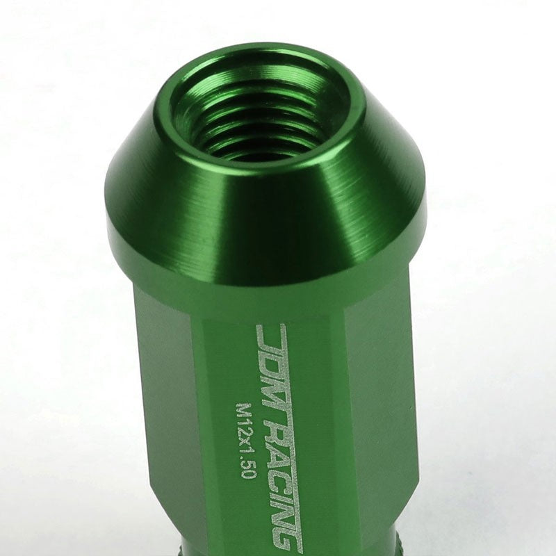 Green Aluminum M12x1.50 50mm Tall Open Knurl Acorn Tuner 20x Conical Lug Nuts-Accessories-BuildFastCar
