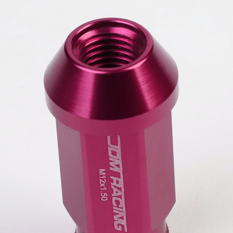 Pink Aluminum M12x1.50 50mm Tall Open Knurl Acorn Tuner 20x Conical Lug Nuts-Accessories-BuildFastCar