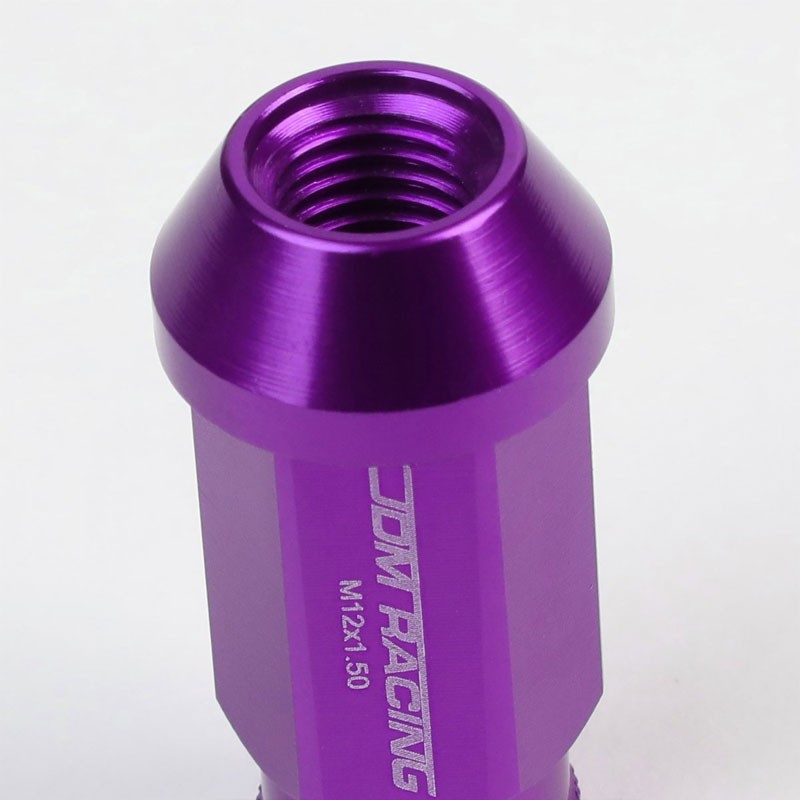 Purple Aluminum M12x1.50 50mm Tall Open Knurl Acorn Tuner 20x Conical Lug Nuts-Accessories-BuildFastCar