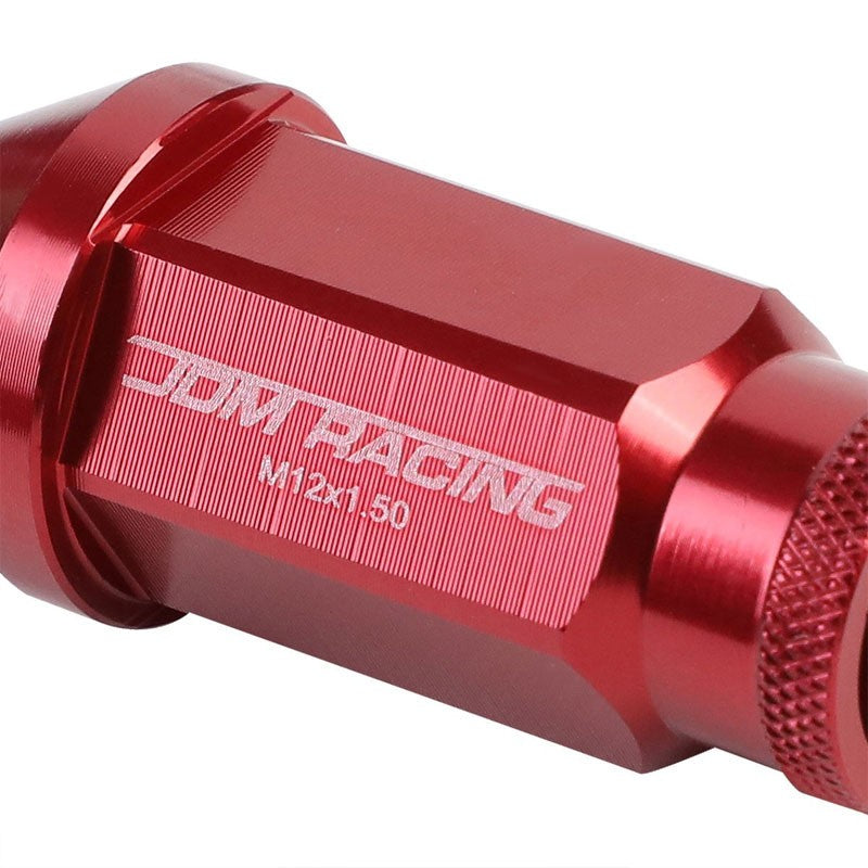 Red Aluminum M12x1.50 50mm Tall Open Knurl Acorn Tuner 20x Conical Lug Nuts-Accessories-BuildFastCar