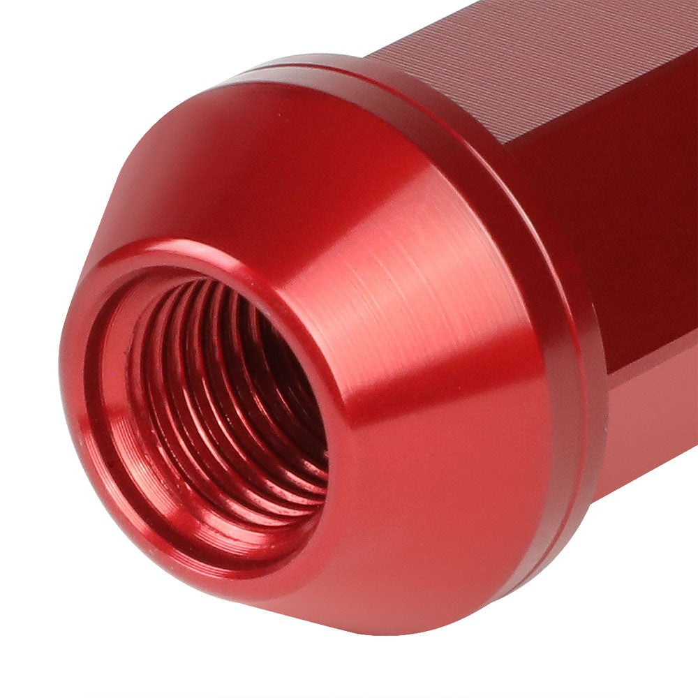 J2 Red M12x1.25 Open Knurled End Acorn Tuner Lug Nuts