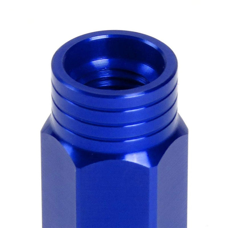 J2 Blue Open Knurled End Acorn Tuner 25MM OD/90MM M12 x 1.50 Lug Nuts+Adapter-Car & Truck Wheels-BuildFastCar