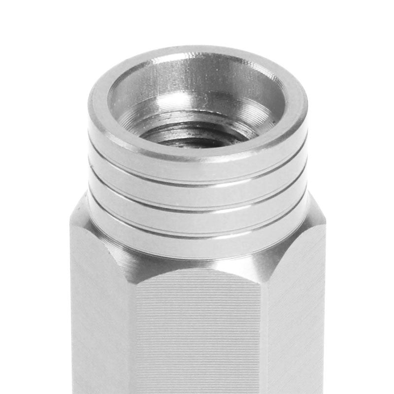 J2 Silver Open Knurled End Acorn Tuner 90MM M12x1.50 Lug Nuts 20 Pcs Set+Adapter-Car & Truck Wheels-BuildFastCar