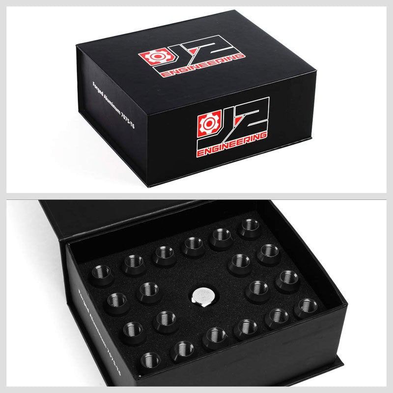 J2 Black Open End Acorn Tuner M12 x 1.50 20MM OD/50MM 16 Lug Nuts+4 Lock Nuts-Car & Truck Wheels-BuildFastCar