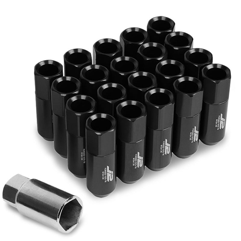 J2 Aluminum Black Open End Acorn Tuner M12 x 1.50 20MM OD/60MM Height Lug Nuts-Car & Truck Wheels-BuildFastCar