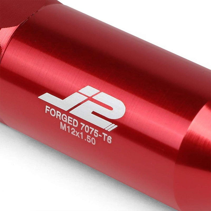 J2 Aluminum Red Open End Acorn Tuner M12 x 1.50 20MM OD/60MM Height Lug Nuts-Car & Truck Wheels-BuildFastCar