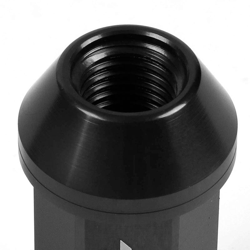 J2 Black Open Knurled End Acorn Tuner M12 x 1.50 25MM OD/50MM Height Lug Nut Set-Car & Truck Wheels-BuildFastCar