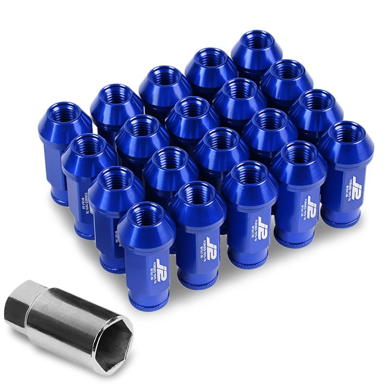 J2 Blue Open Knurled End Acorn Tuner M12 x 1.50 25MM OD/50MM Height Lug Nut Set-Car & Truck Wheels-BuildFastCar