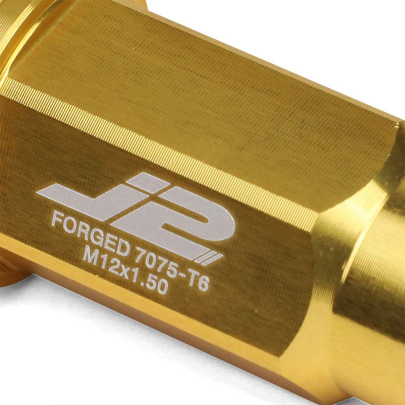J2 Gold Open Knurled End Acorn Tuner M12 x 1.50 25MM OD/50MM Height Lug Nut Set-Car & Truck Wheels-BuildFastCar