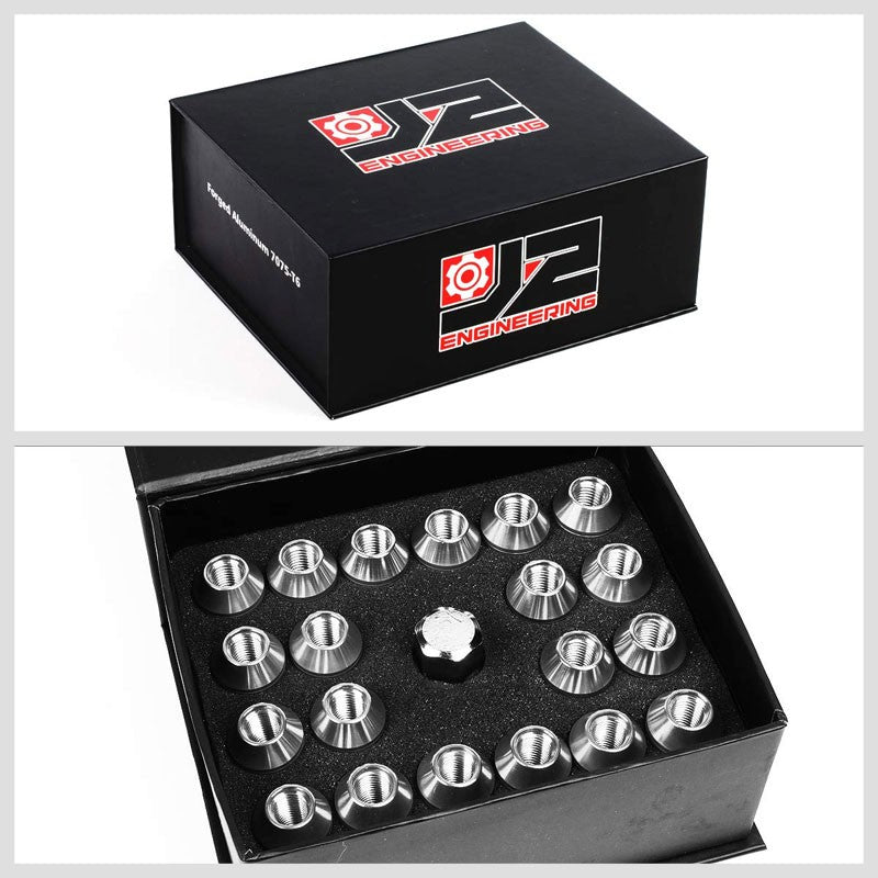 J2 Silver Open Knurled End Acorn Tuner M12 x 1.50 25MM OD/50MM Height Lug Nut-Car & Truck Wheels-BuildFastCar