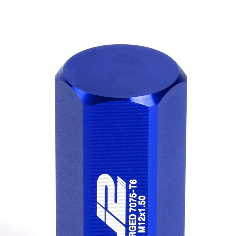 J2 Blue Close End Acorn Tuner 25MM OD/50MM M12x1.50 20 Pcs Lug Nuts Set+Adapter-Car & Truck Wheels-BuildFastCar