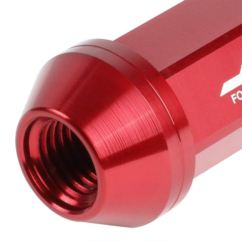 J2 Red Aluminum Close End Acorn Tuner 25MM OD/50MM M12 x 1.50 Lug Nuts+Adapter-Car & Truck Wheels-BuildFastCar