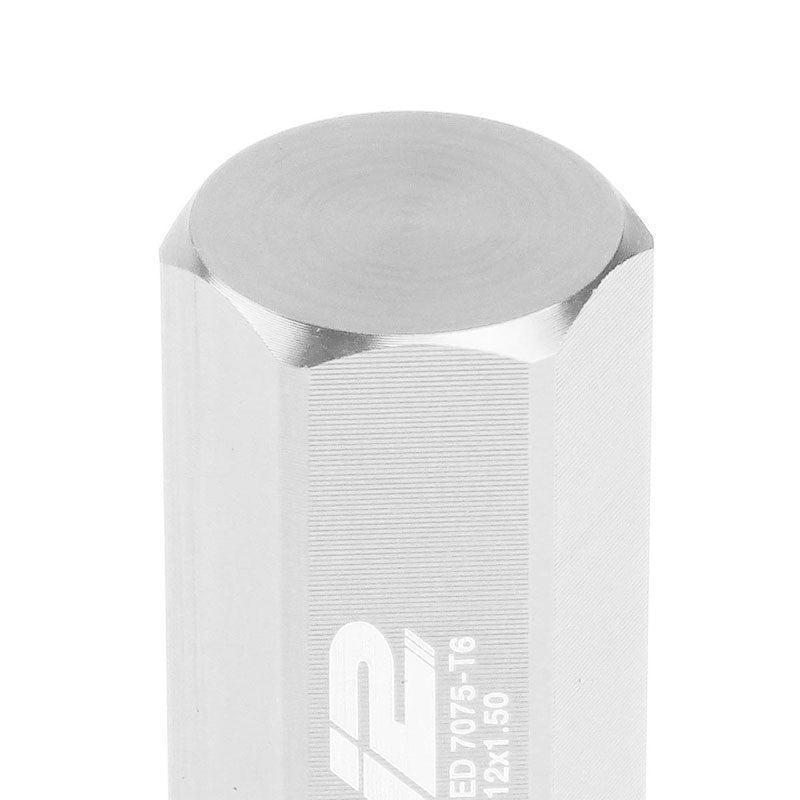 J2 Silver Close End Acorn Tuner 25MM OD/50MM M12x1.50 20 Pcs Lug Nuts+Adapter-Car & Truck Wheels-BuildFastCar