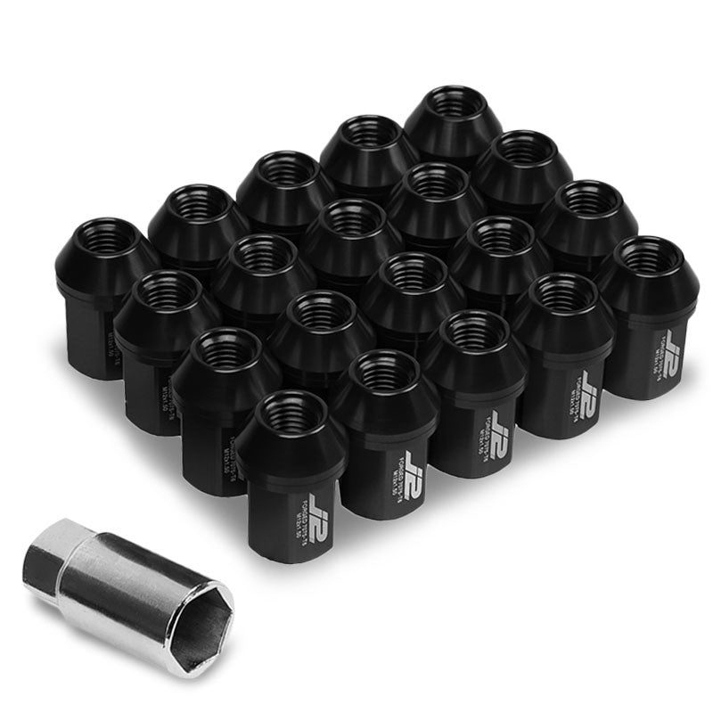 J2 Aluminum Black Close End Acorn Tuner M12 x 1.50 25MM OD/35MM Height Lug Nuts-Car & Truck Wheels-BuildFastCar
