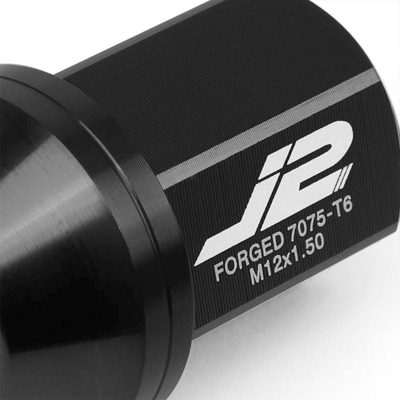 J2 Aluminum Black Close End Acorn Tuner M12 x 1.50 25MM OD/35MM Height Lug Nuts-Car & Truck Wheels-BuildFastCar