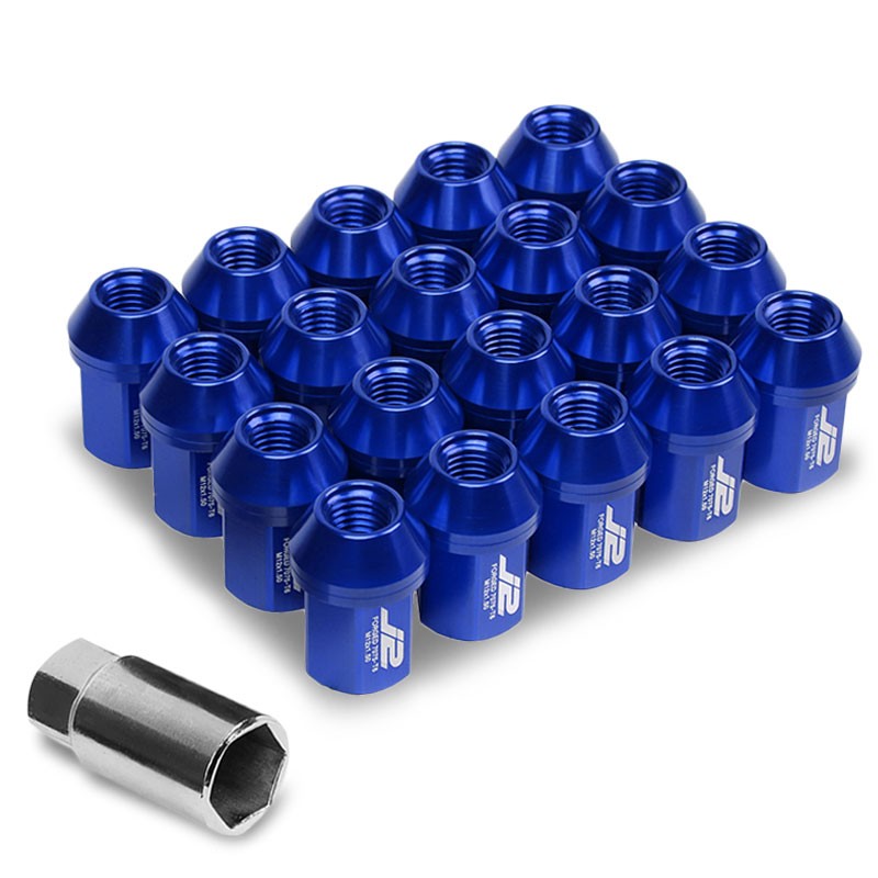 J2 Aluminum Blue Close End Acorn Tuner M12 x 1.50 25MM OD/35MM Height Lug Nuts-Car & Truck Wheels-BuildFastCar