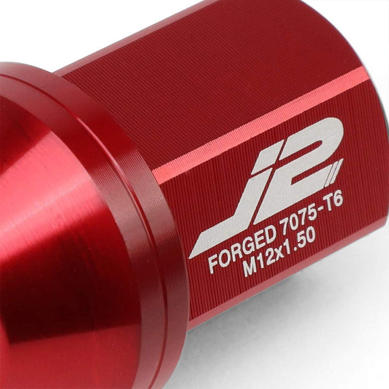 J2 Aluminum Red Close End Acorn Tuner M12 x 1.50 25MM OD/35MM Height Lug Nuts-Car & Truck Wheels-BuildFastCar