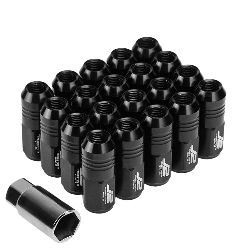 J2 Aluminum Black Close End Acorn Tuner Lug Nuts Conical Seat M12x1.25 T7-007