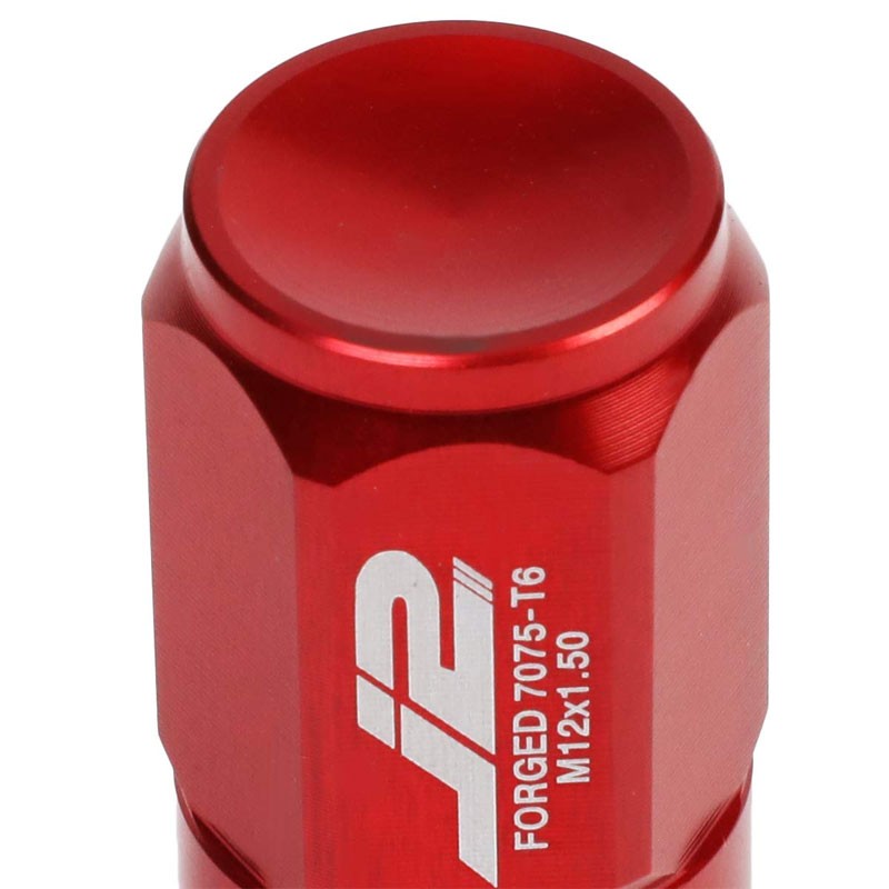 J2 Aluminum Red Close End Acorn Tuner M12 x 1.50 20MM OD/50MM Height Lug Nuts-Car & Truck Wheels-BuildFastCar