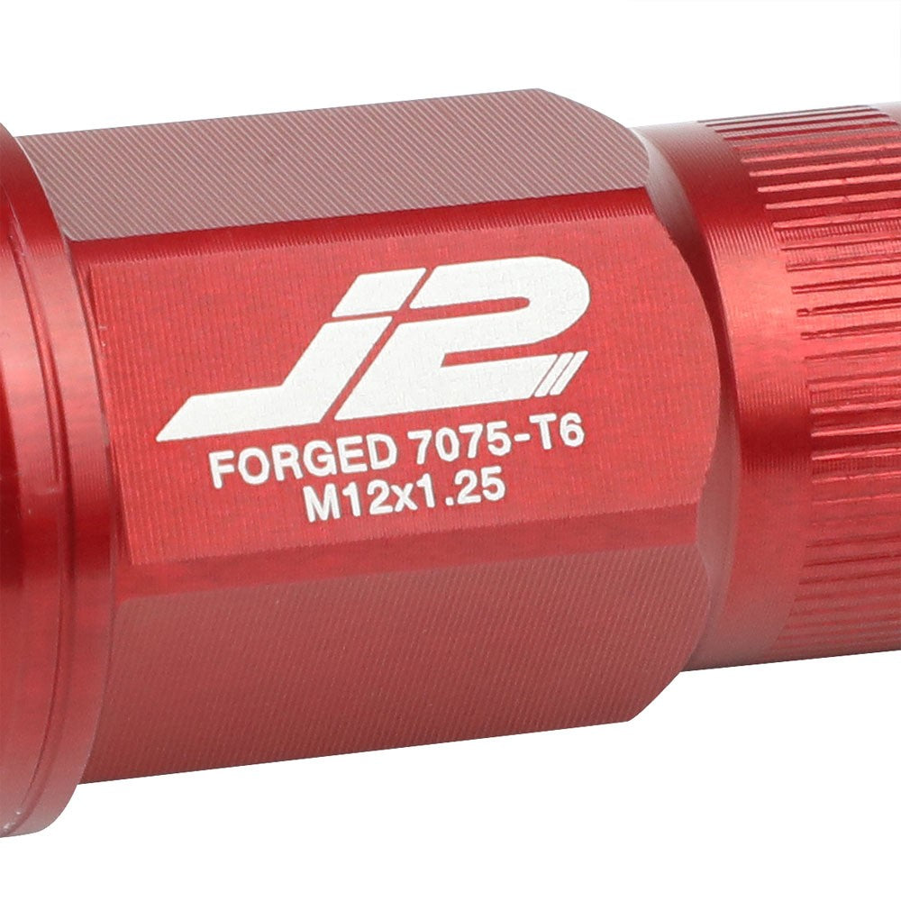 J2 Red Open Knurled End Acorn Tuner Lug Nuts Conical Seat M12x1.25 T7-008-Car & Truck Wheels-BuildFastCar