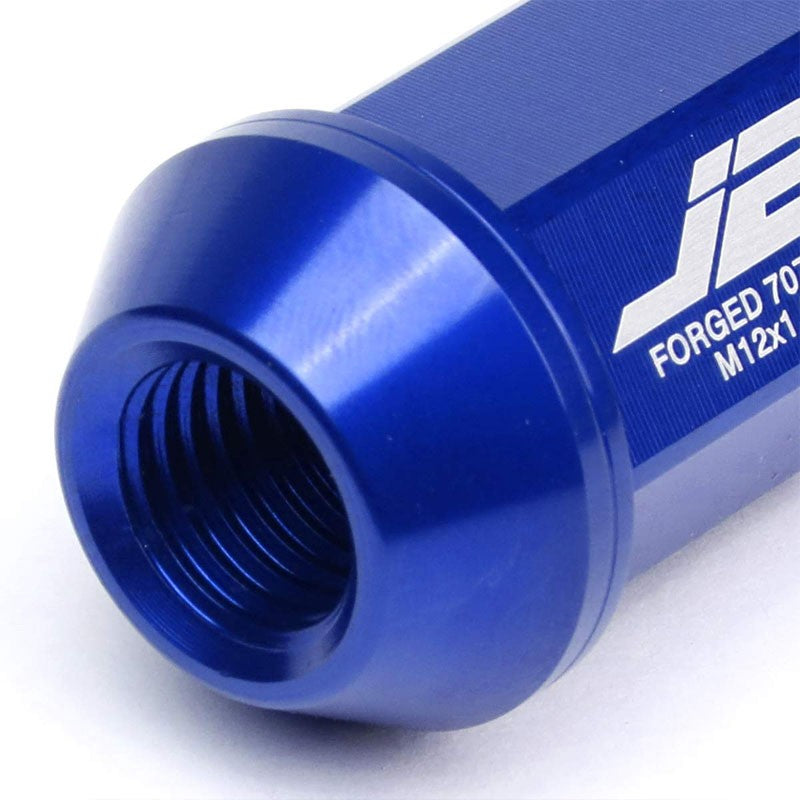 J2 Aluminum Blue Open Knurled End Acorn Tuner M12 x 1.50 24MM OD/44MM Lug Nuts-Car & Truck Wheels-BuildFastCar