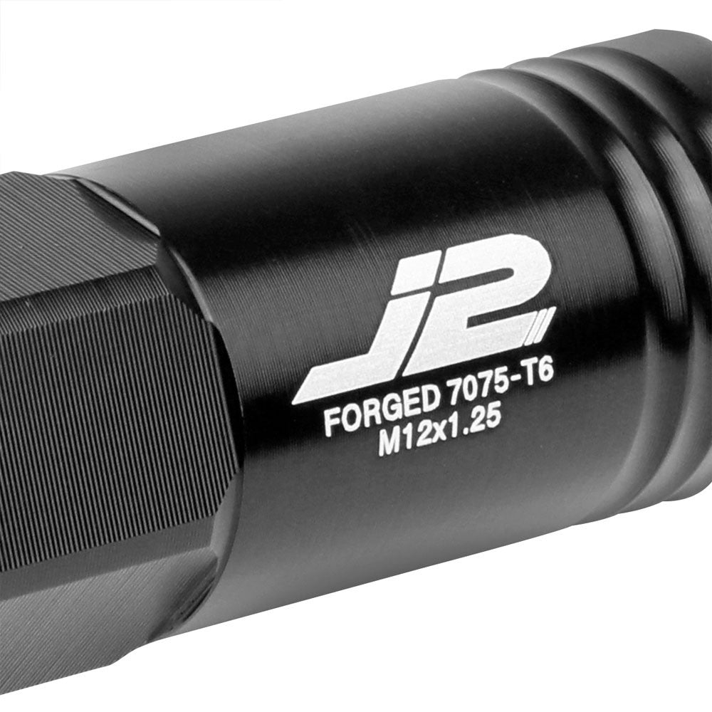 J2 Aluminum Black Open End Acorn Tuner Lug Nuts Conical Seat M12x1.25 T7-009-Car & Truck Wheels-BuildFastCar