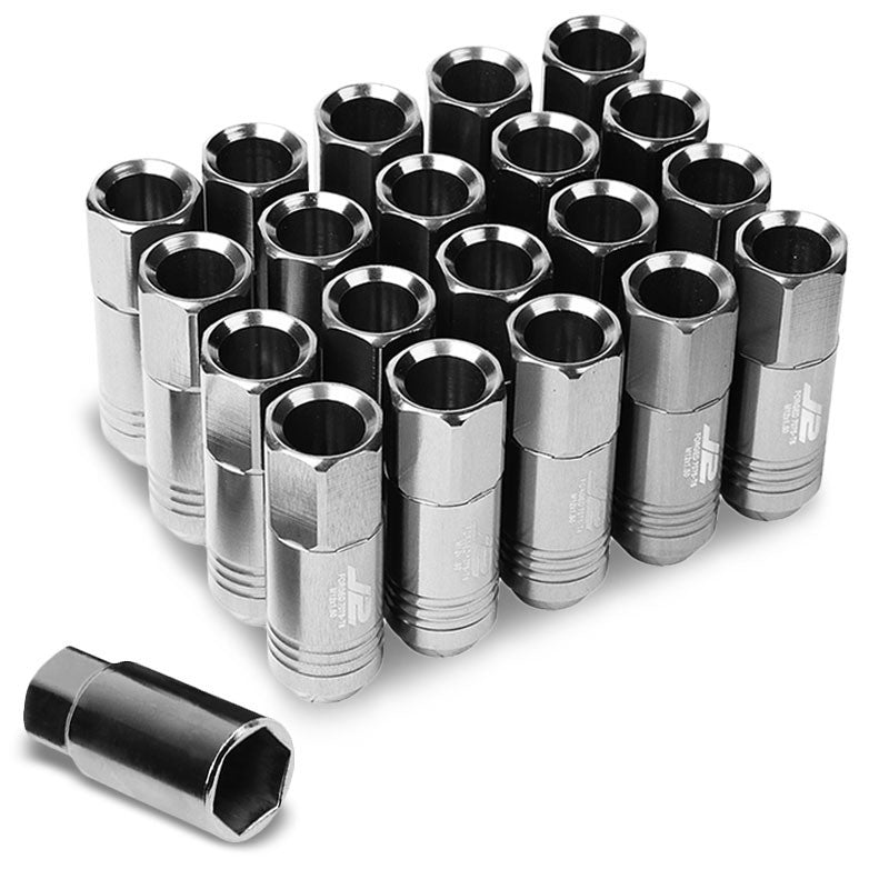 J2 Aluminum Silver Open Top Acorn Tuner M12 x 1.50 20MM OD/60MM Height Lug Nuts-Car & Truck Wheels-BuildFastCar