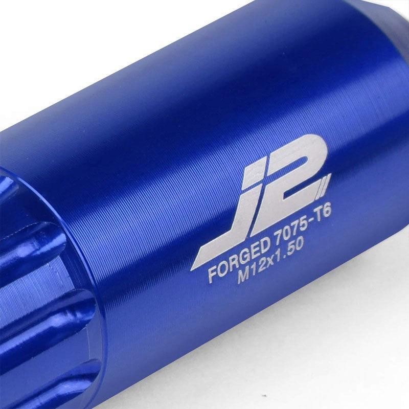 J2 Blue Open End Acorn Tuner M12 x 1.50 20MM OD/60MM 16 Lug Nuts+4 Lock Nuts-Car & Truck Wheels-BuildFastCar