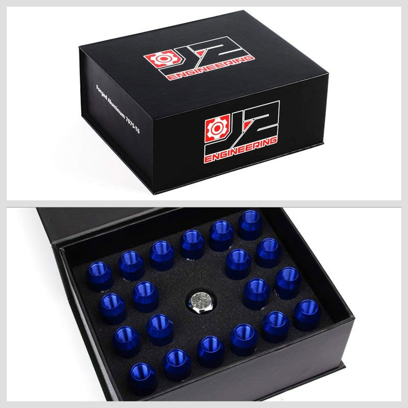 J2 Blue Open End Acorn Tuner M12 x 1.50 20MM OD/60MM 16 Lug Nuts+4 Lock Nuts-Car & Truck Wheels-BuildFastCar