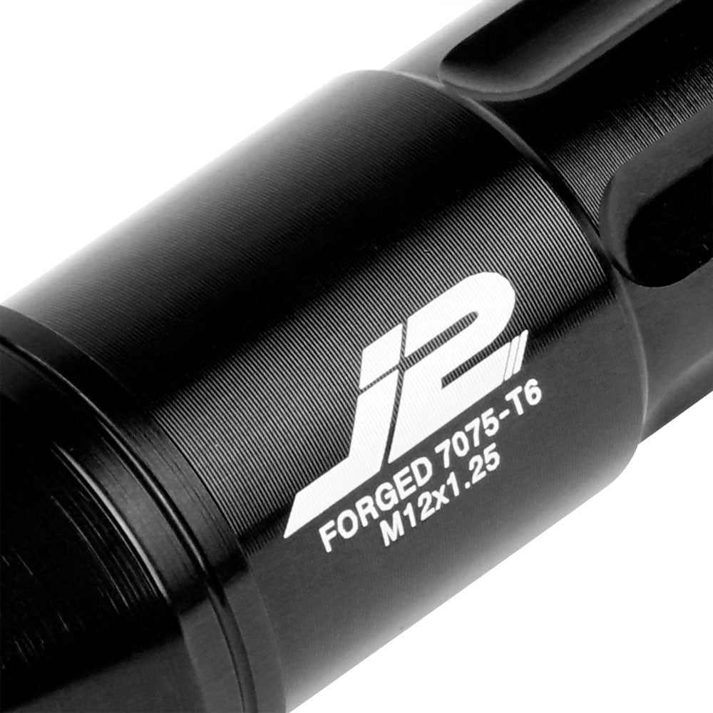 J2 Aluminum Black Open End Spline Acorn Lug Nuts Conical Seat M12x1.25 T7-011-Car & Truck Wheels-BuildFastCar